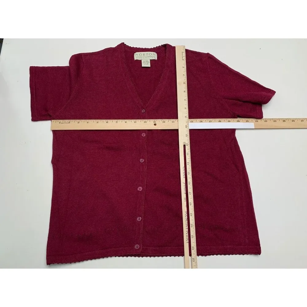 Norton Mcnaughton Vintage 90s  Medium V-Neck Button Short Sleeve Shirt Academia - Image 6