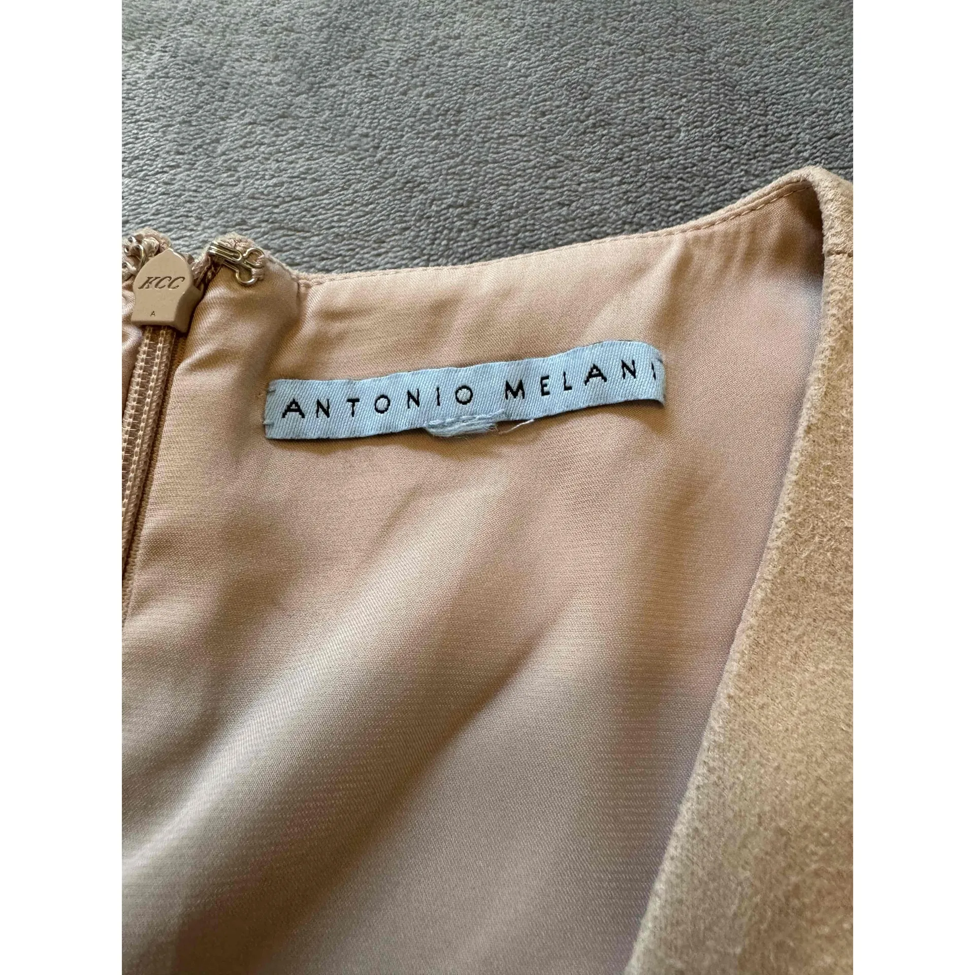 Antonio Melani Camel Faux Suede Sleeveless Midi Dress with Lining‎ - Image 3