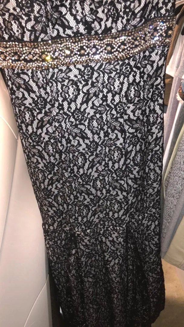 Black/White Lace prom dress Black Size 4 - Image 5