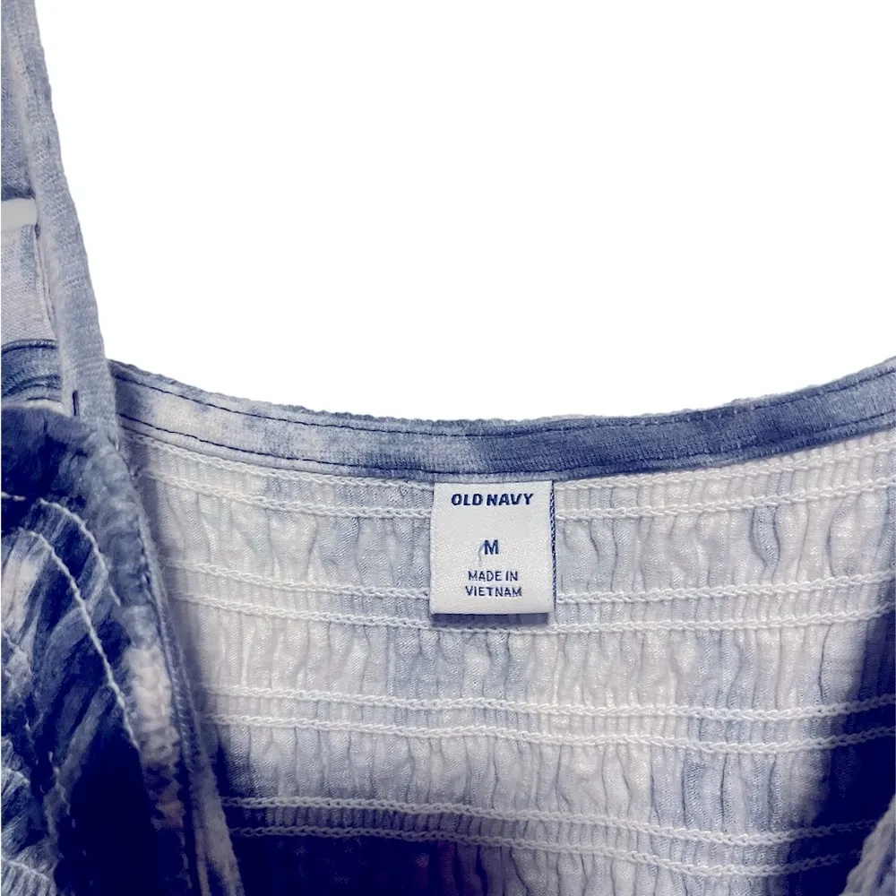 Old Navy Shirred Top Maxi Dress | Blue Tie Dye Comfy Summer Dress | Size Medium - Image 3