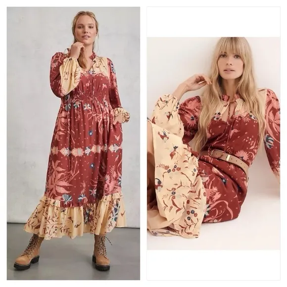 ANTHROPOLOGIE Othilila CARMELA MAXI DRESS‎ Women's SIZE SMALL Boho - Image 11