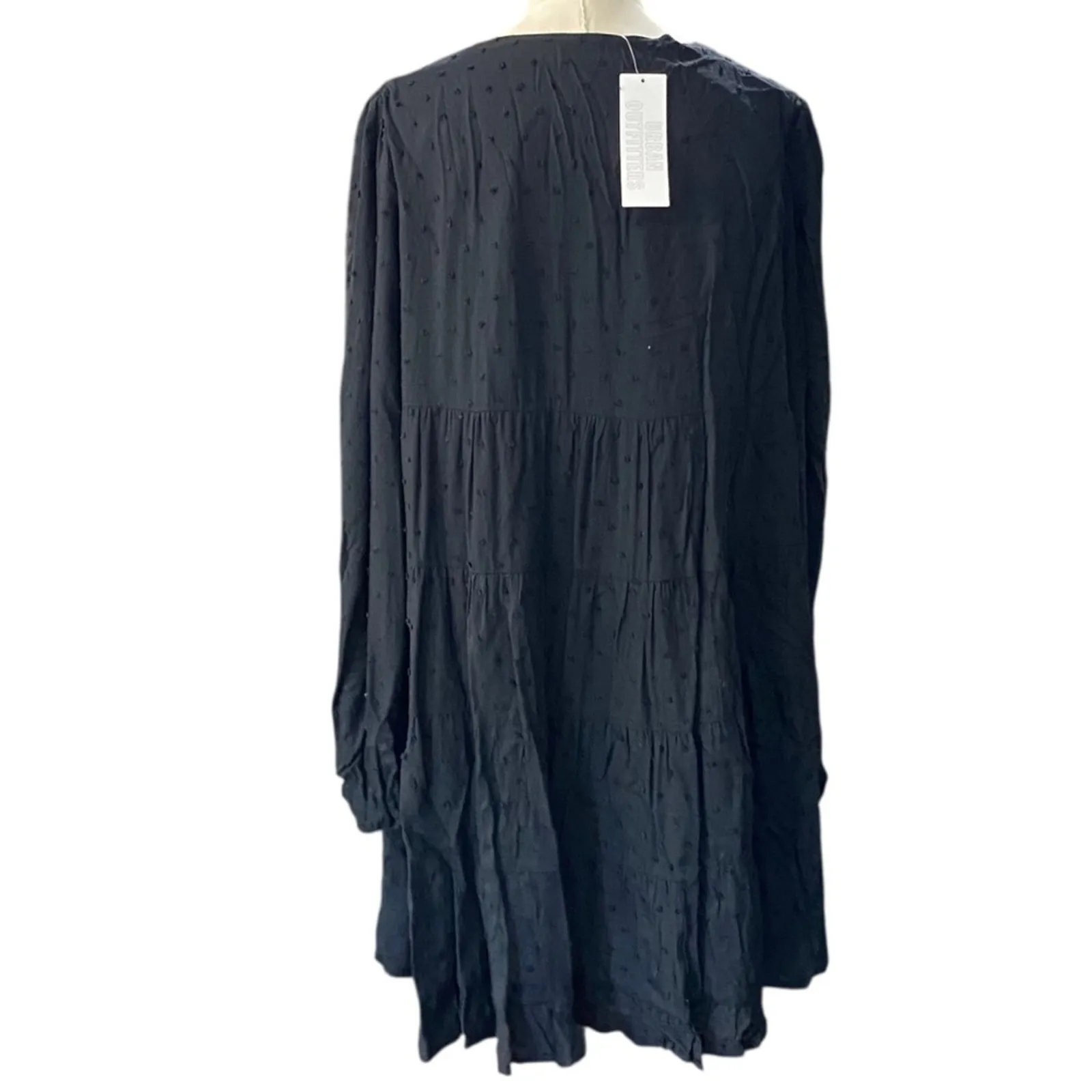 Urban Outfitters Black Long Sleeve V neck Swiss dot Dress Size small NEW - Image 5