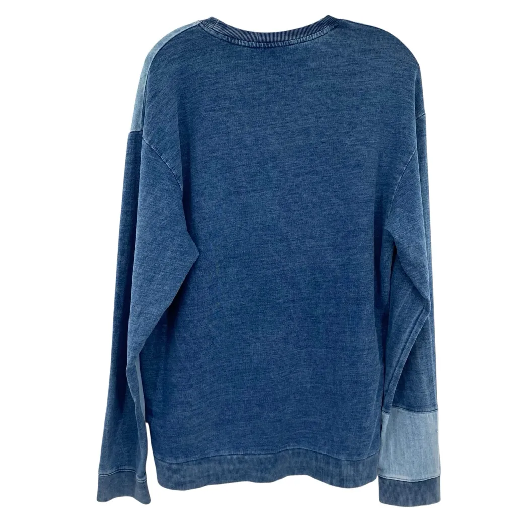 Topshop  Denim Blue Patchwork Sweatshirt - Image 7