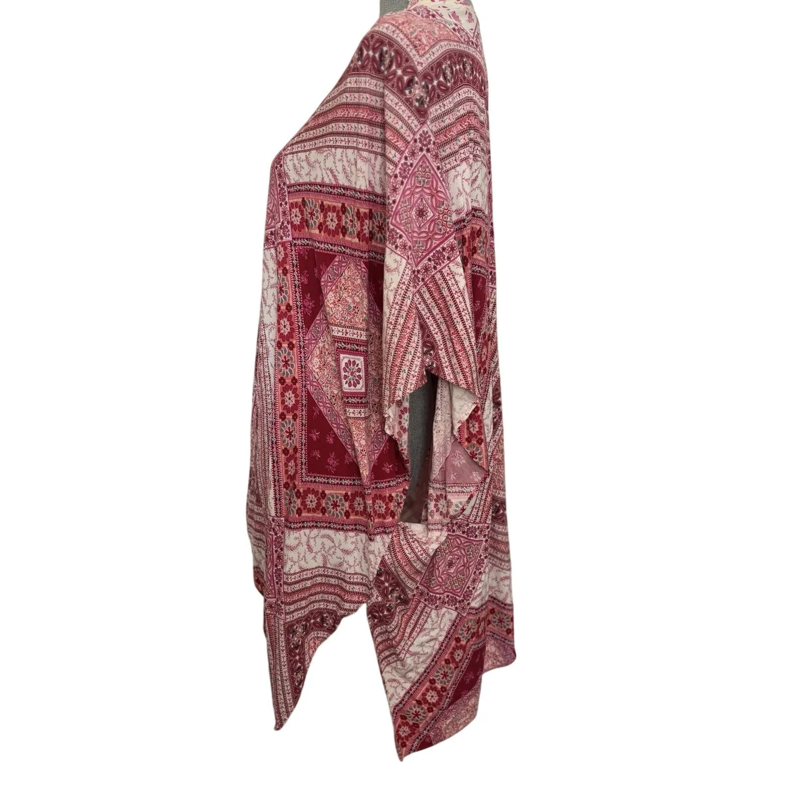 Altar’d state Red Pink Bandana Print Kimono Size S/M Boho Hippie Festival - Image 2