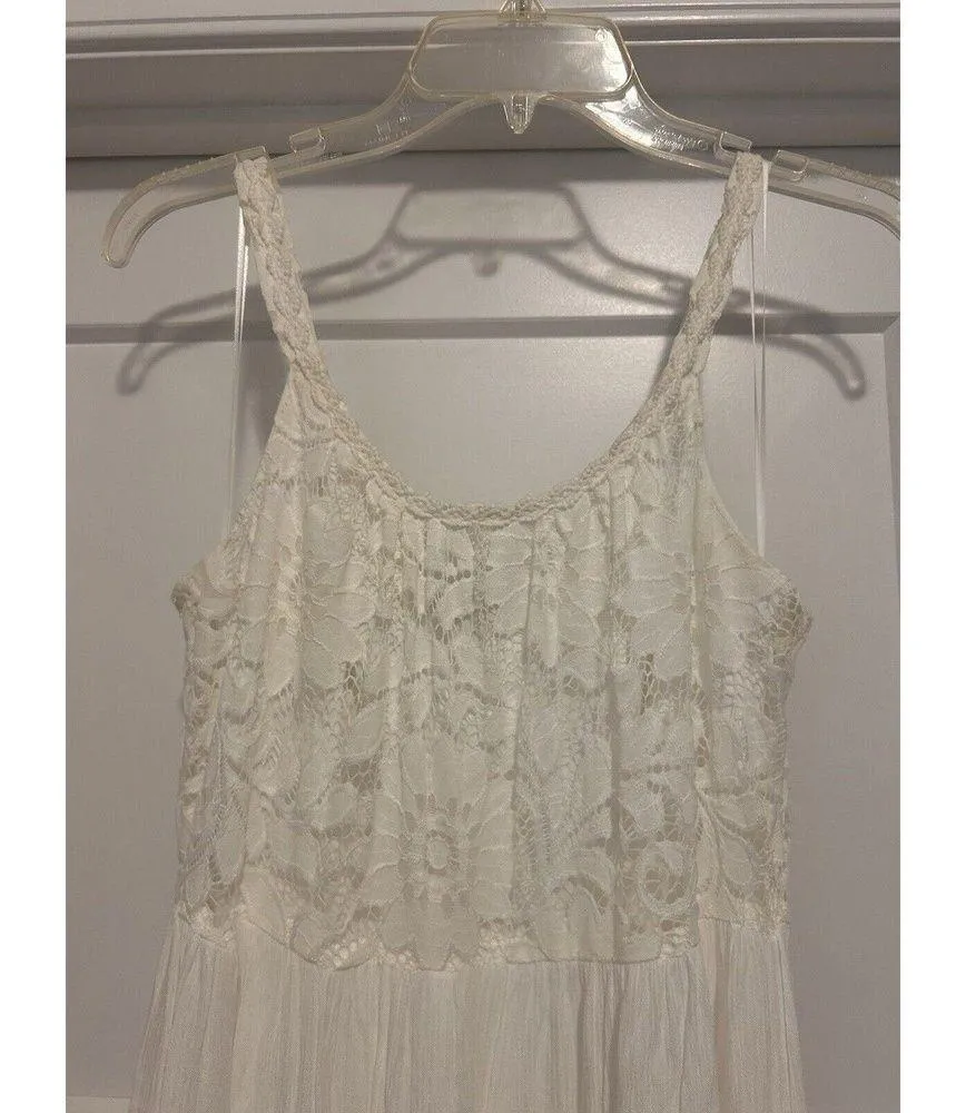 Signature By Robbie Bee White Lace Tank Boho Maxi Dress Stretchy Boho Size Small - Image 2