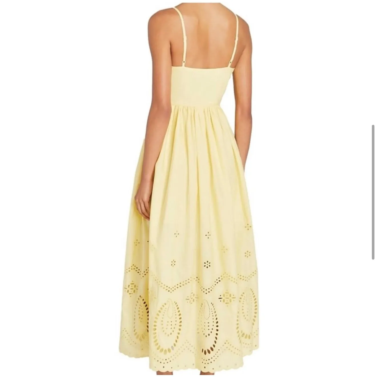 Calypso St. Barth Yellow Eyelet Dress Sleeveless Maxi with Pockets - Image 3