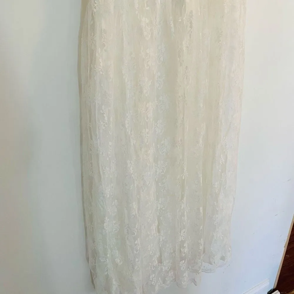 Jessica McClintock Gunne Sax White Ivory Lace Vintage Antique Dress Wedding 7/8 - Image 4