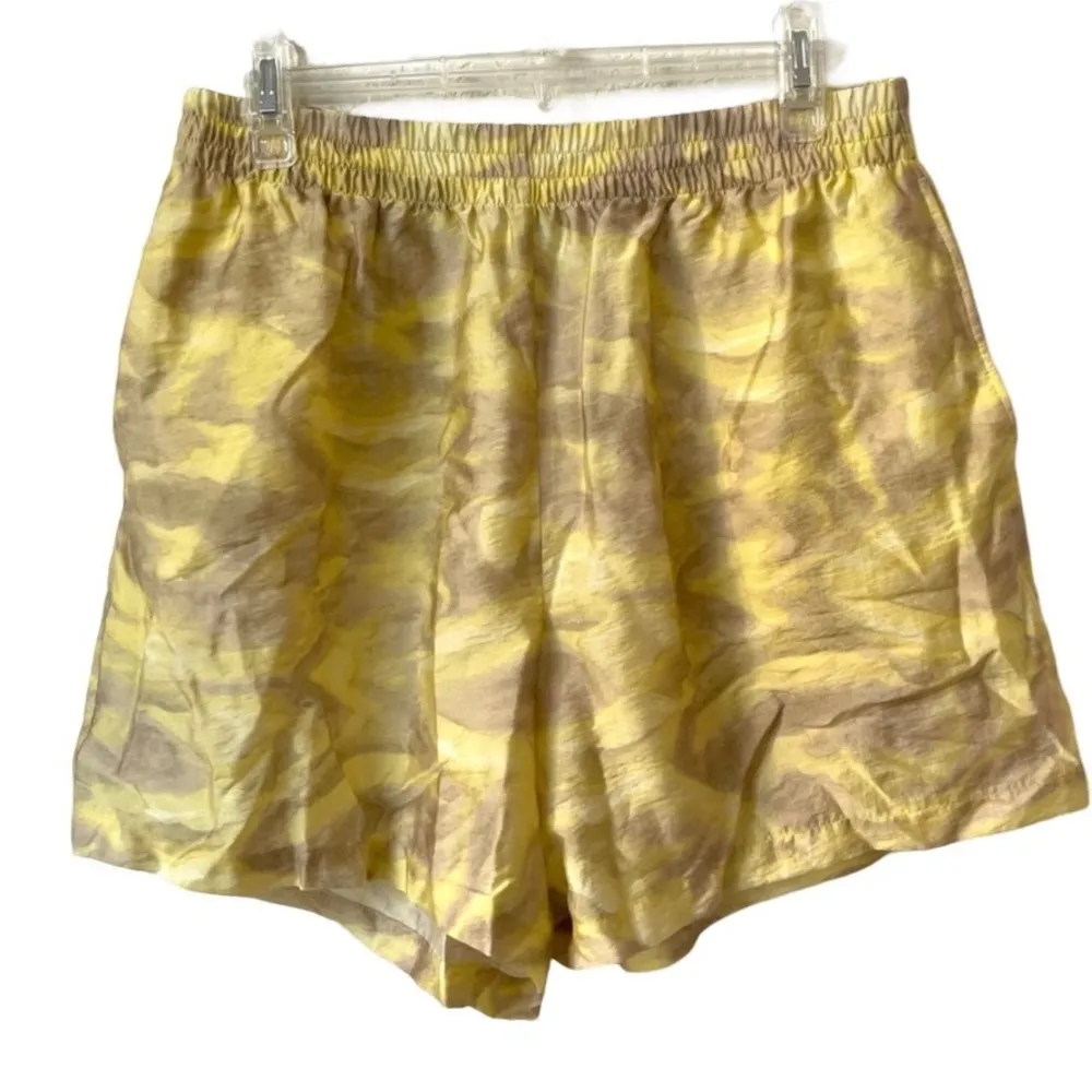 & Other Stories Water Color Printed High Waist Shorts Size L Large Yellow - Image 7