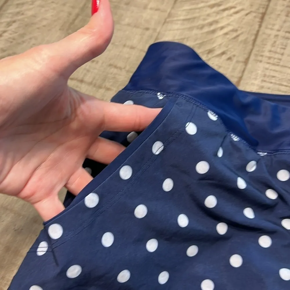 Lands End women's Navy Polka Dot swim shorts w/ built in liner undies. Like new Blue Size 18W - Image 3