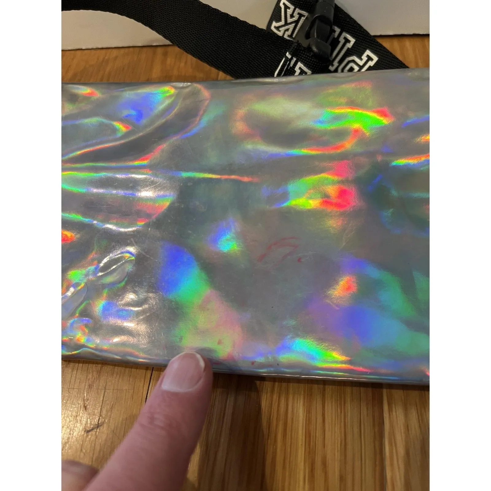 Pink Victoria's Secret Belt Bag Womens Small Silver Holographic Fanny Pack Logo - Image 5