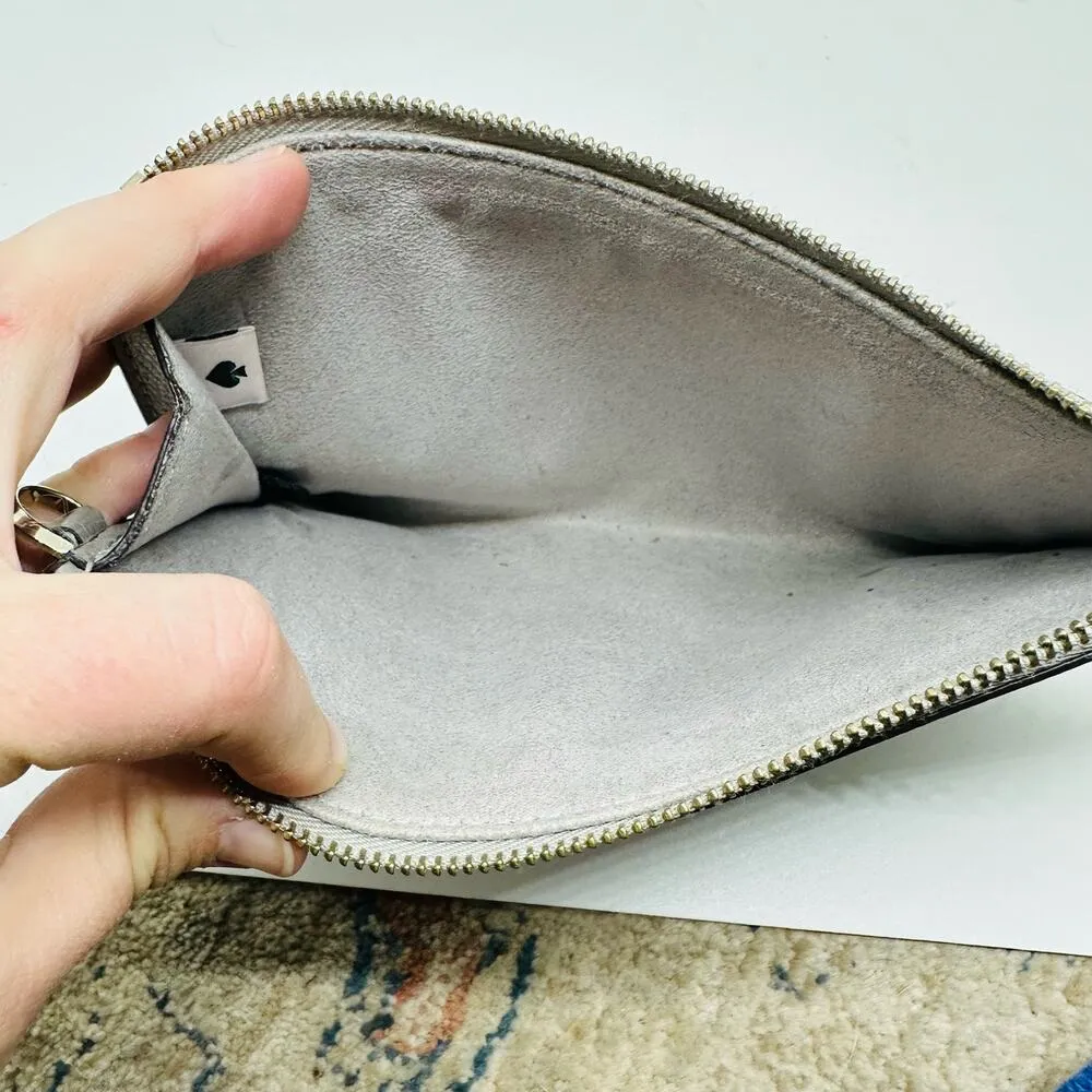 Kate Spade Women's Light Grey Zip Closure Pouch Wristlet Size Large - Image 7
