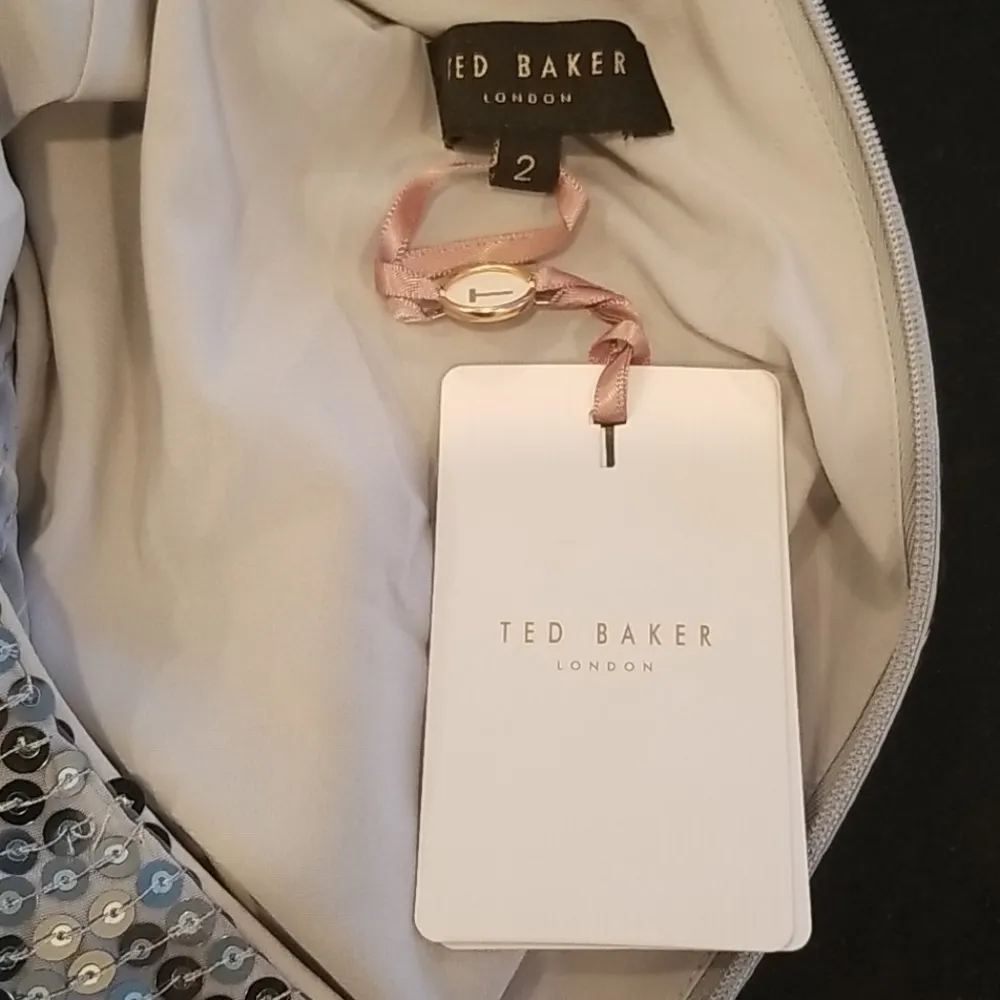 💕TED BAKER LONDON💕 Ophilla Long Sleeve Sequin Mini Dress Gunmetal 6 NWT - Image 17