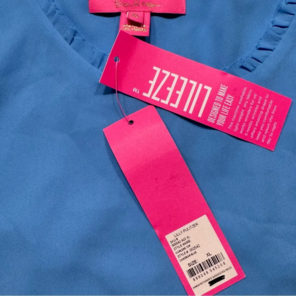 Lilly Pulitzer New Blue Carlene Sleeveless Blouse - Image 8