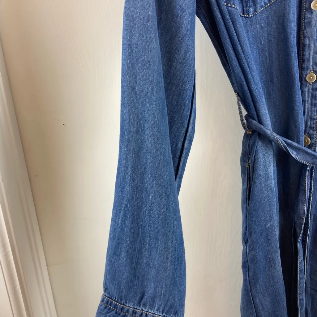 🌞Velvet Heart Medium Chambray Button Down Belted Denim Dress A189 - Image 7