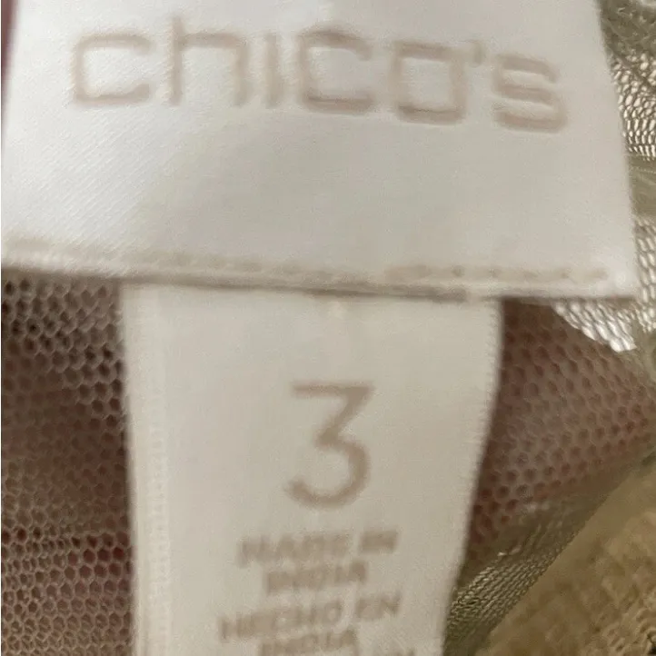 Chico’s Artisan Mix Joleen Top Woven Pattern Khaki Sz 3 XL/16 New with Tags New - Image 6