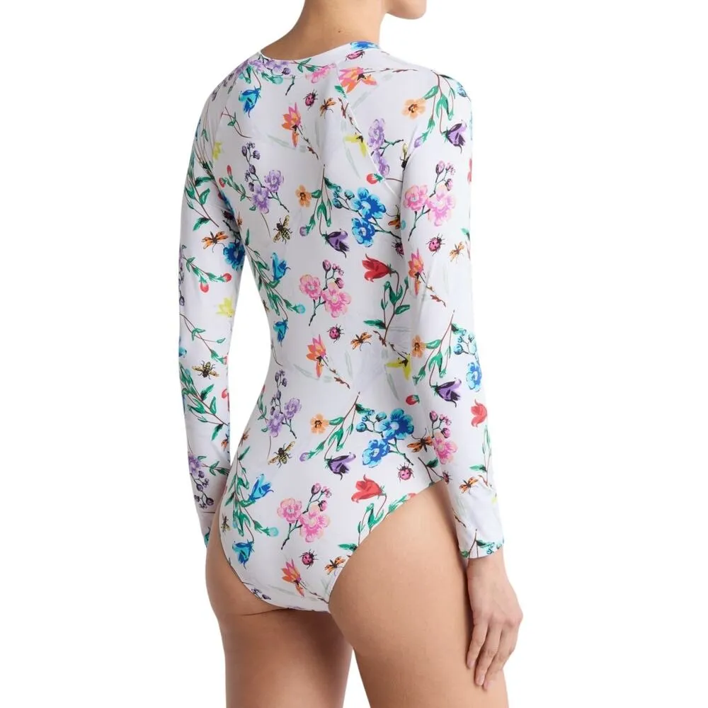 NWT! Betsy Johnson Scuba Knit Half Zip Long Sleeve One-Piece Swimsuit - Size S - Image 2