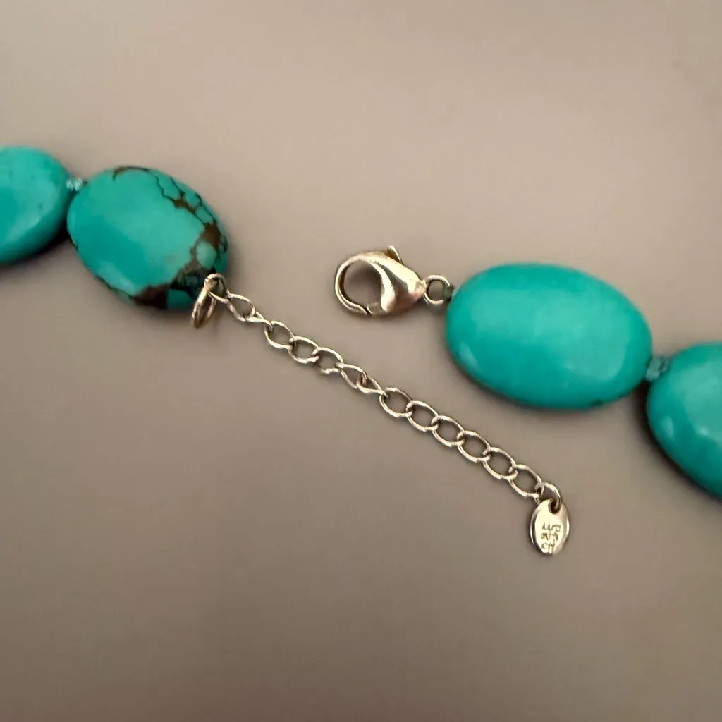 Elegant Turquoise Agate Beaded Necklace Lucas Lameth LUC Designer Blue - Image 5