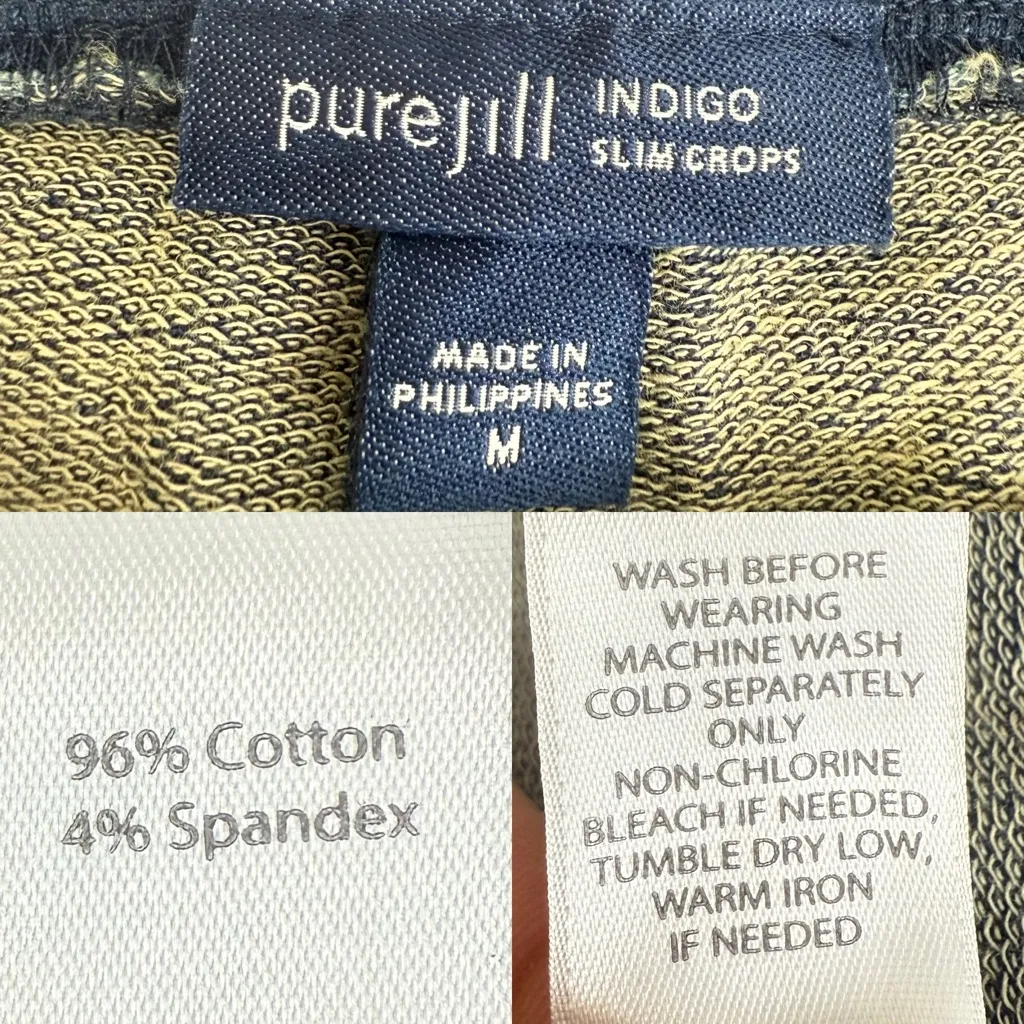 J Jill PureJill Womens Pants Indigo Slim Crops Stretch Pull On Size Medium Blue - Image 9