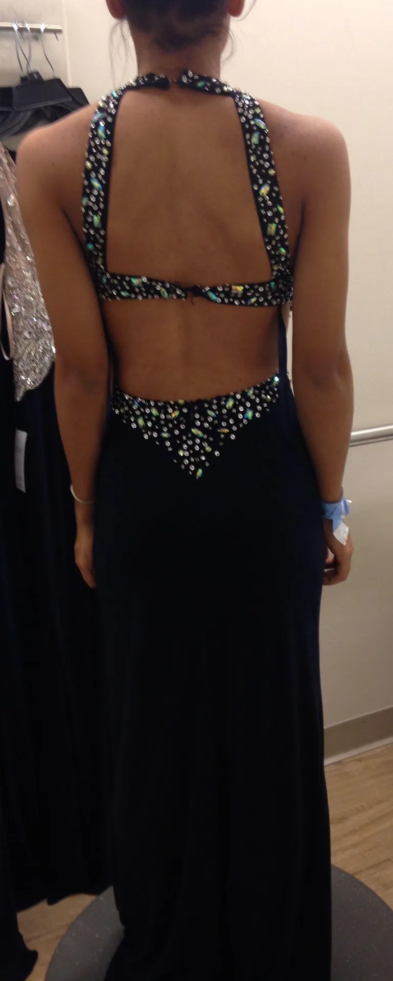 Navy Blue Formal Dress Worn Once Size 2 - Image 2