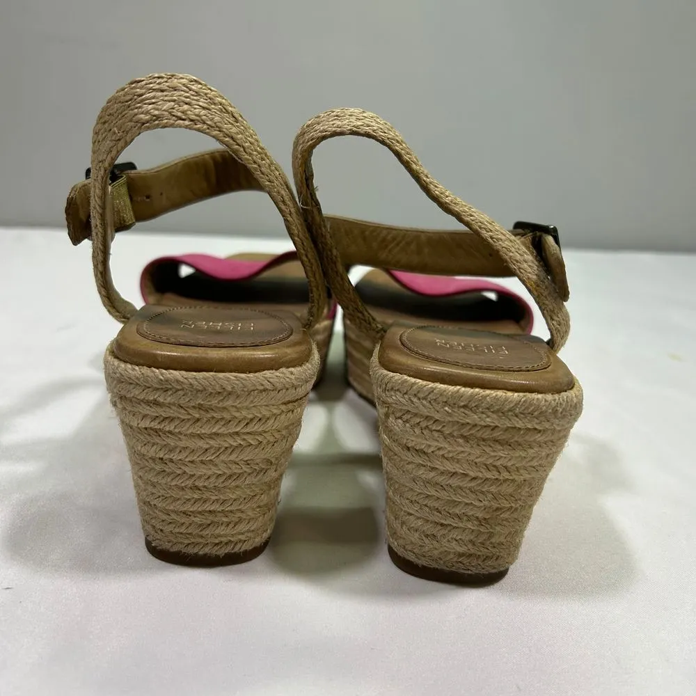 Eileen Fisher Pink & Tan Espadrille Platform Wedge Sandals Shoes‎ Womens 8 - Image 6