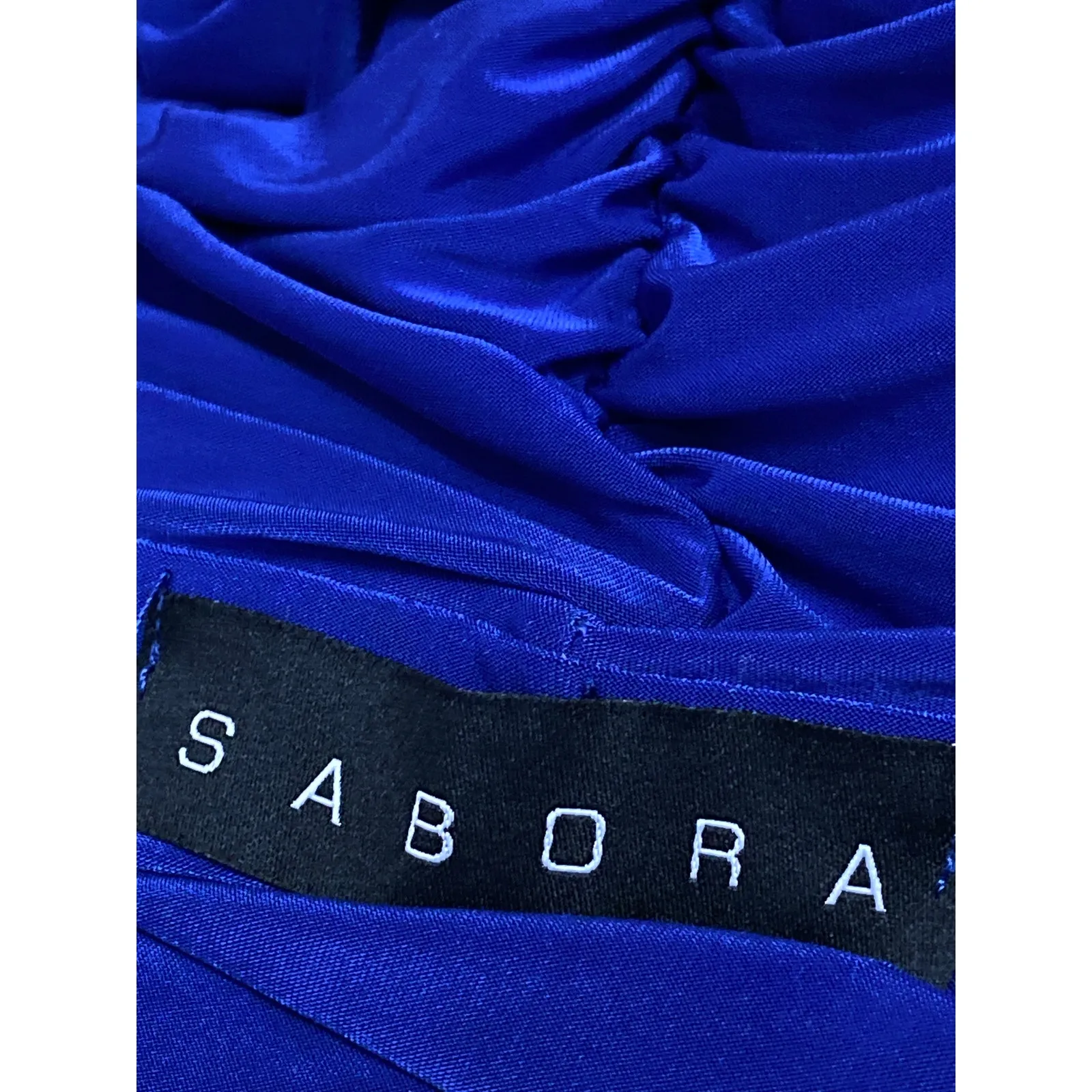 Sabora Blue Ruched Long Sleeve Off Shoulder Sweetheart Neck Midi Bodycon Dress S - Image 3