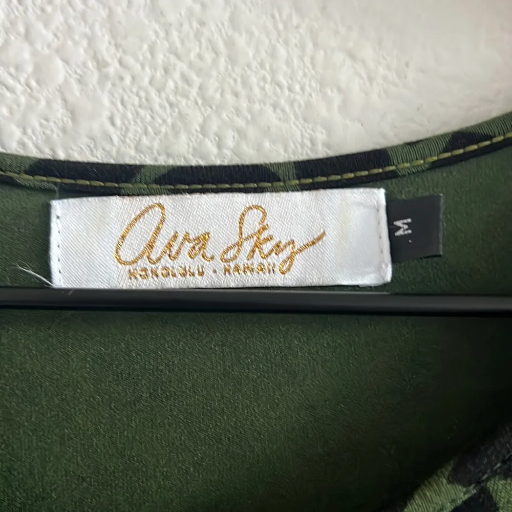 Ava Sky Fighting Eel Green Black Geometric Stretch Dress Medium - Image 3