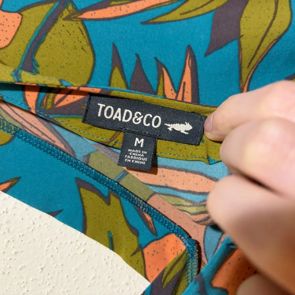 Toad & Co Sunkissed Liv Romper Curacao Aloha Print Blue Size M - Image 11