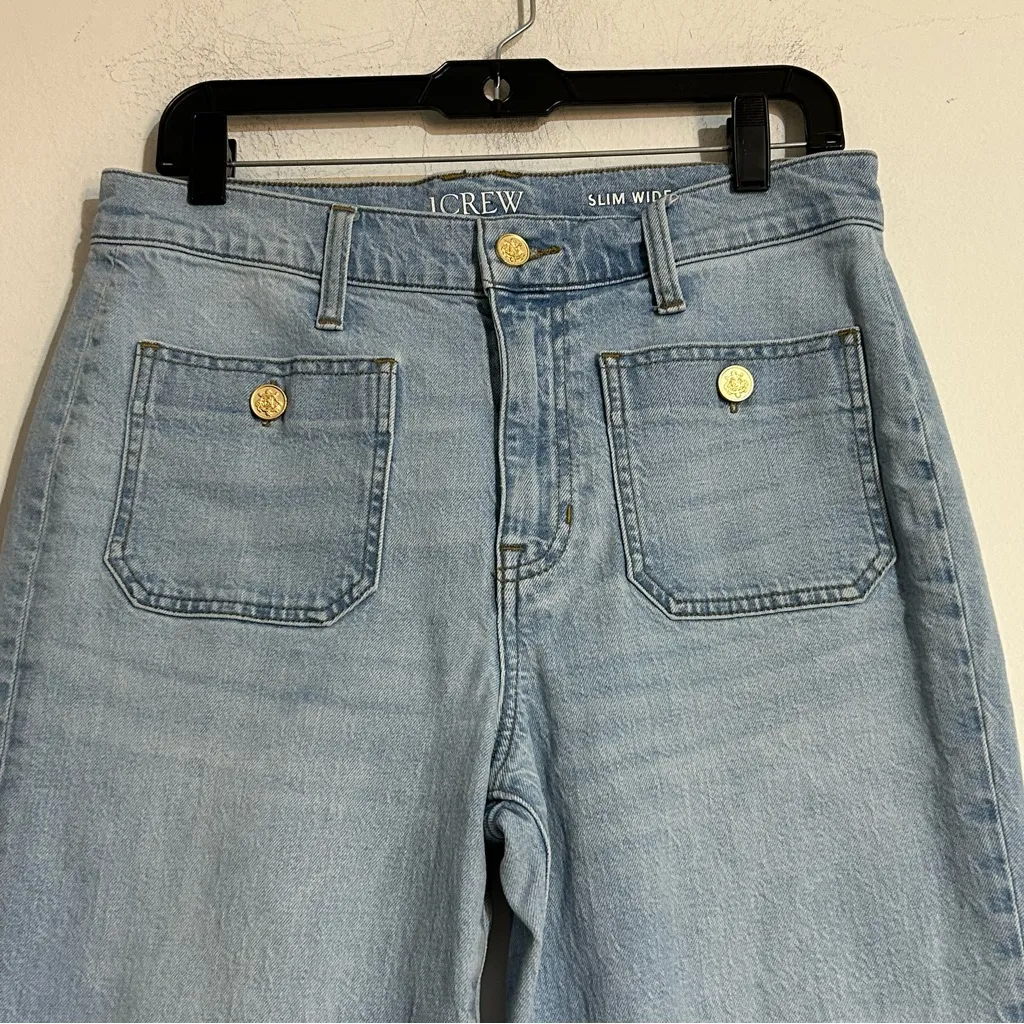 J. Crew Sailor Slim Wide-Leg Jeans in Clear Skies Wash Size 29 Petite - Image 5