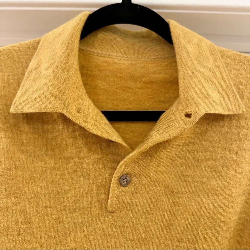 Vintage Wool Marigold Yellow Collared Pullover Sweater small - Image 6