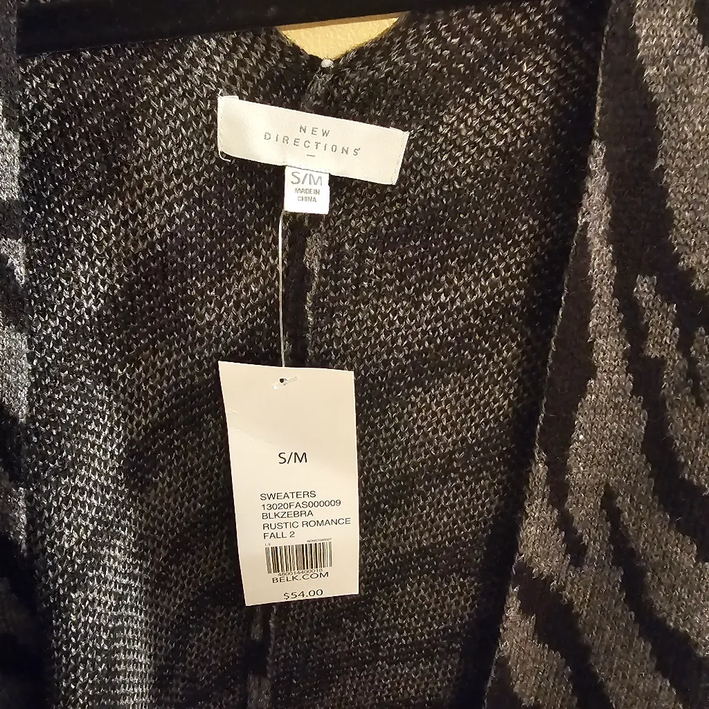 New Directions Black Zebra Open Front Shrug Shawl Cape Size undefined - Image 2