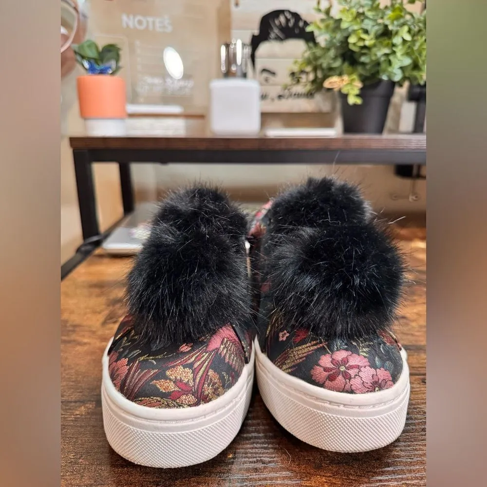 Sam Edelman‎ Tapestry Print Pom Pom Sneakers Size 8.5 - Image 5