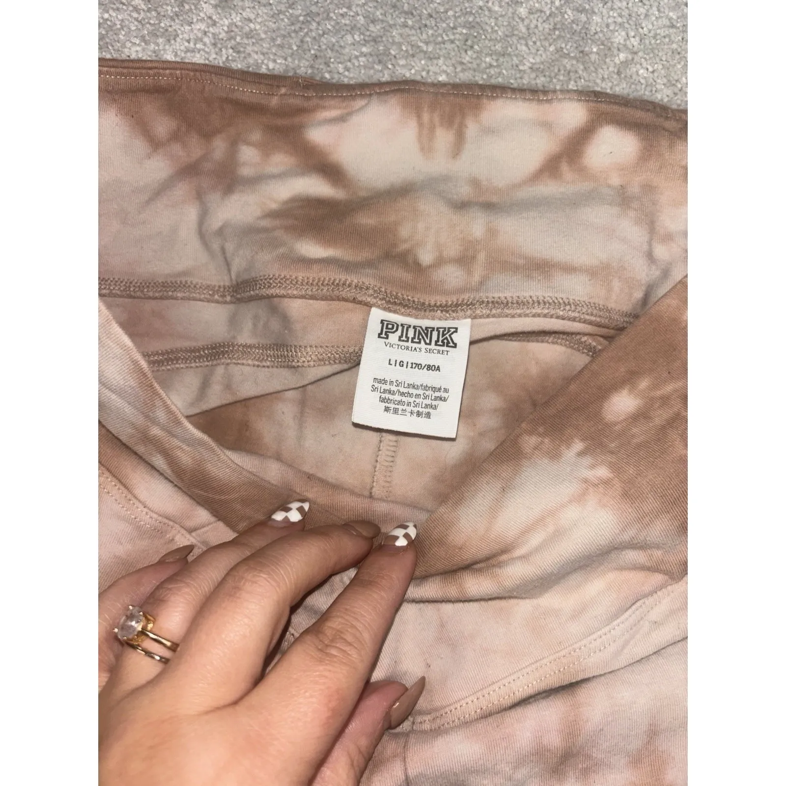 victoria‎ secret PINK Crossover tie dye leggings large pink orange - Image 3