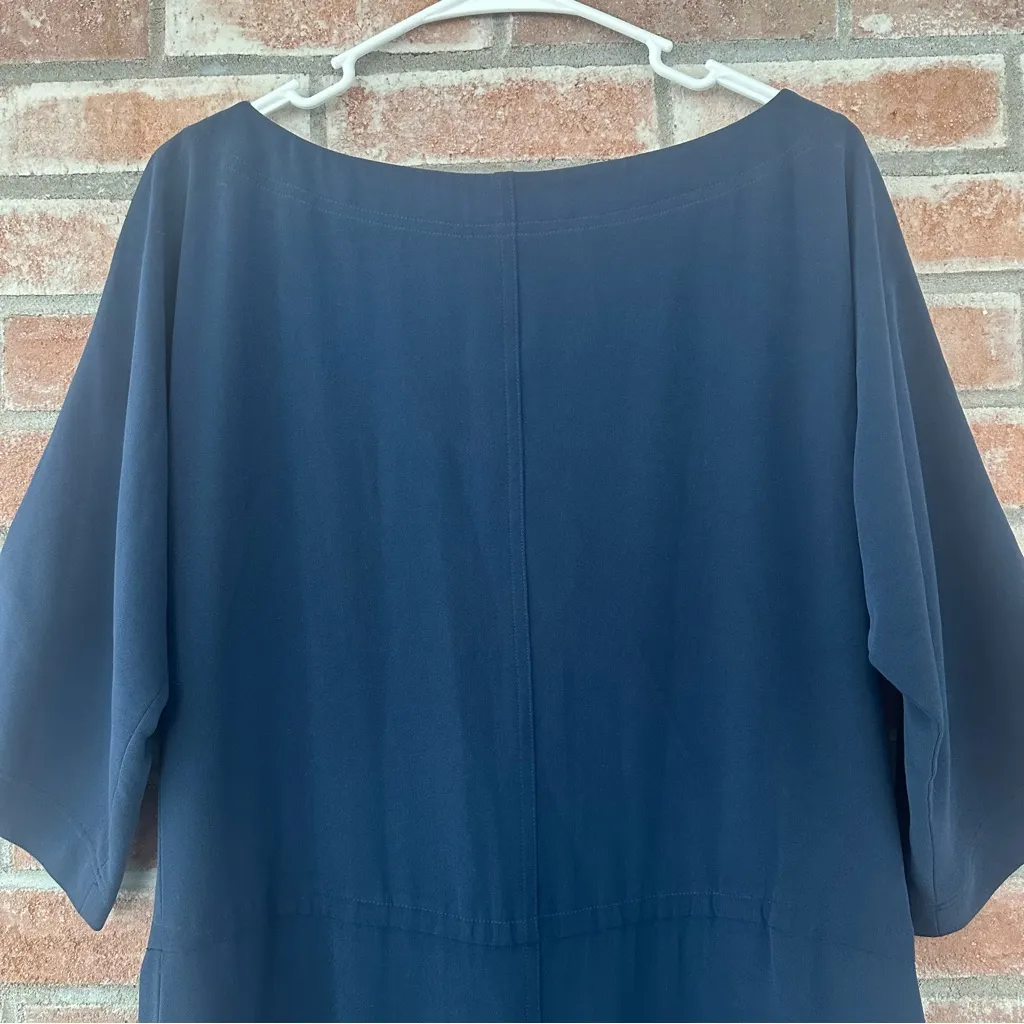 St. John Navy Tie Drop Blouson Waist Dress Women’s 6 Half Sleeves Classic - Image 7