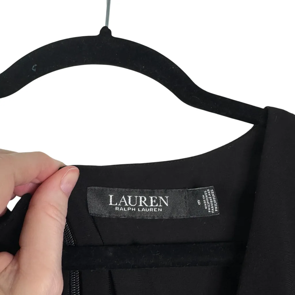 Lauren Ralph Lauren Women's Jersey Surplice Cocktail Dress Rhinestone Chain‎ 6 - Image 8