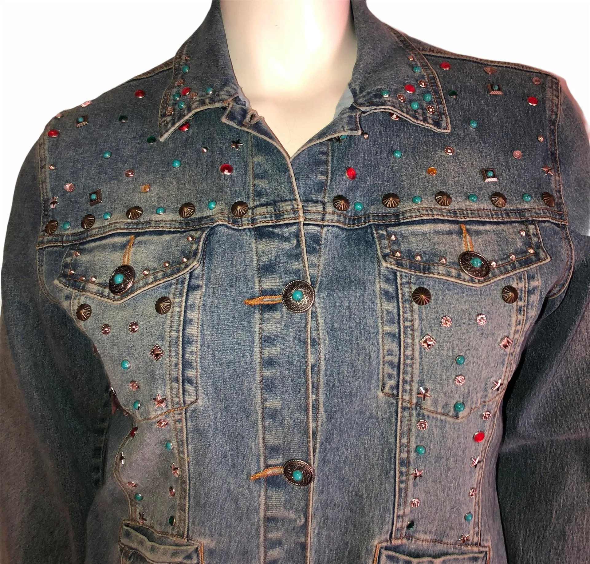 Vintage  Embellished Denim Jacket - Image 4