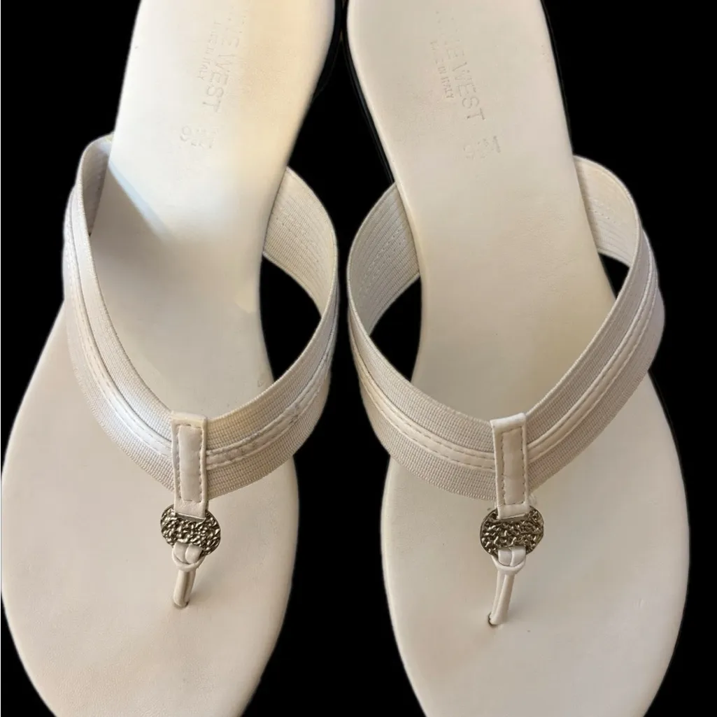 Nine West White Sandals with Silver Detail - Image 4