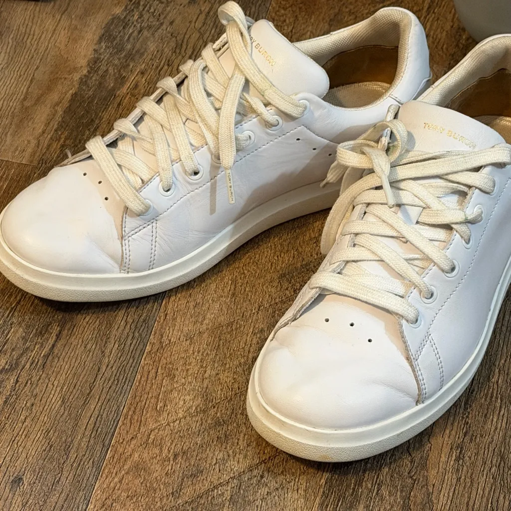 Tory Burch Women’s size 9.5 Double T Howard Court In White Leather - Image 16