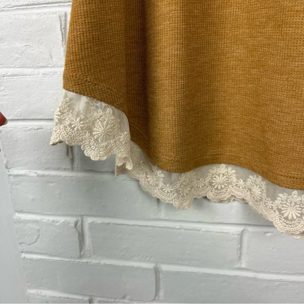 LOGO Lori Goldstein Waffle Knit Crotchet Trim Top Size XS - Image 6