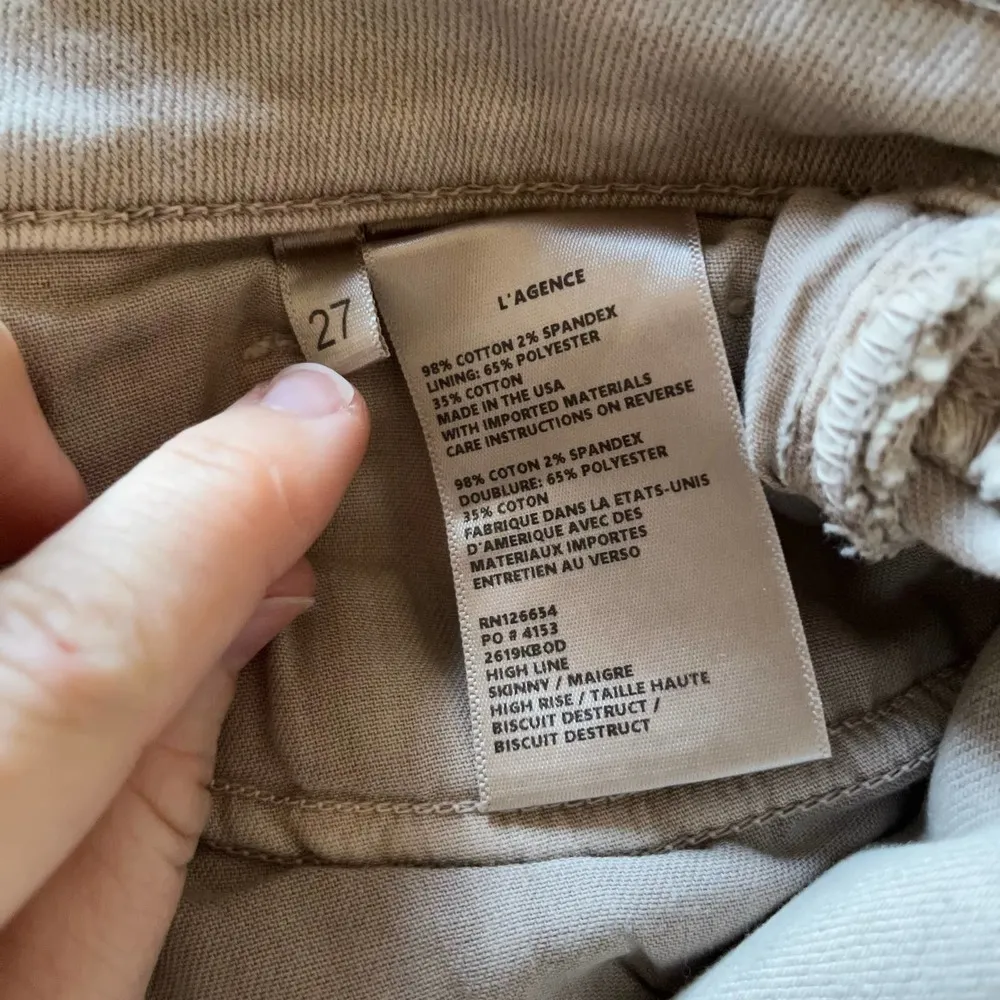 L'AGENCE High Line High-Rise Skinny Jeans Biscuit Destruct Cropped Size 27 - Image 12