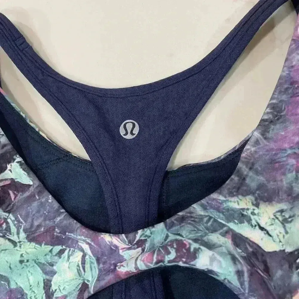 Lululemon All Sport Support Tank Navy Iridescent Multi Workout Bra Top Women's 2 - Image 5