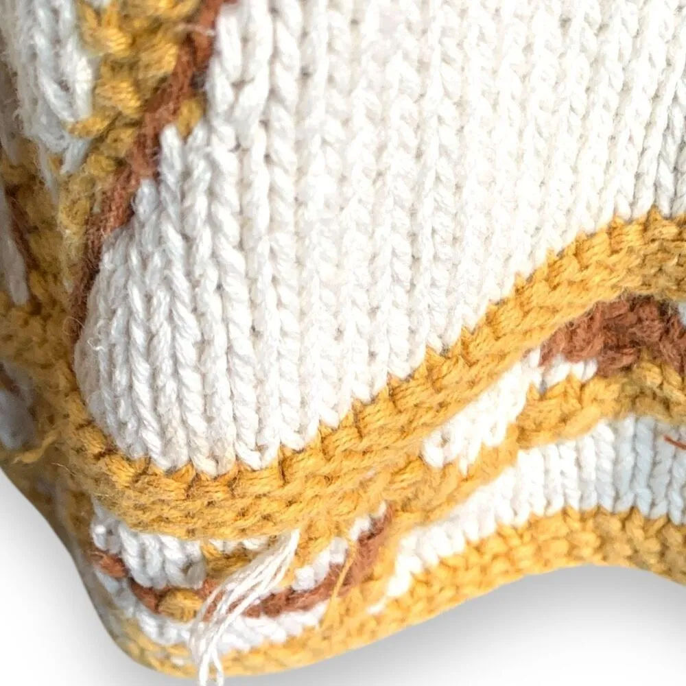 Vintage Lizi Ruch Cream Floral Embroidered Mock Neck Neutral Pullover Sweater Red - Image 8