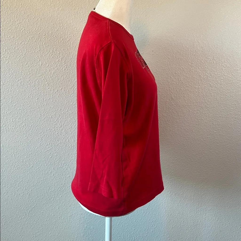 Las Olas Georgia Bulldogs Cropped Squin Logo TShirt Red Size Medium - Image 3