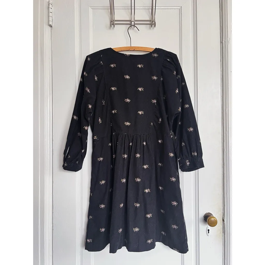 Madewell • Corduroy Quilted-Bib Mini Dress in Blurred Ikat babydoll black floral - Image 12