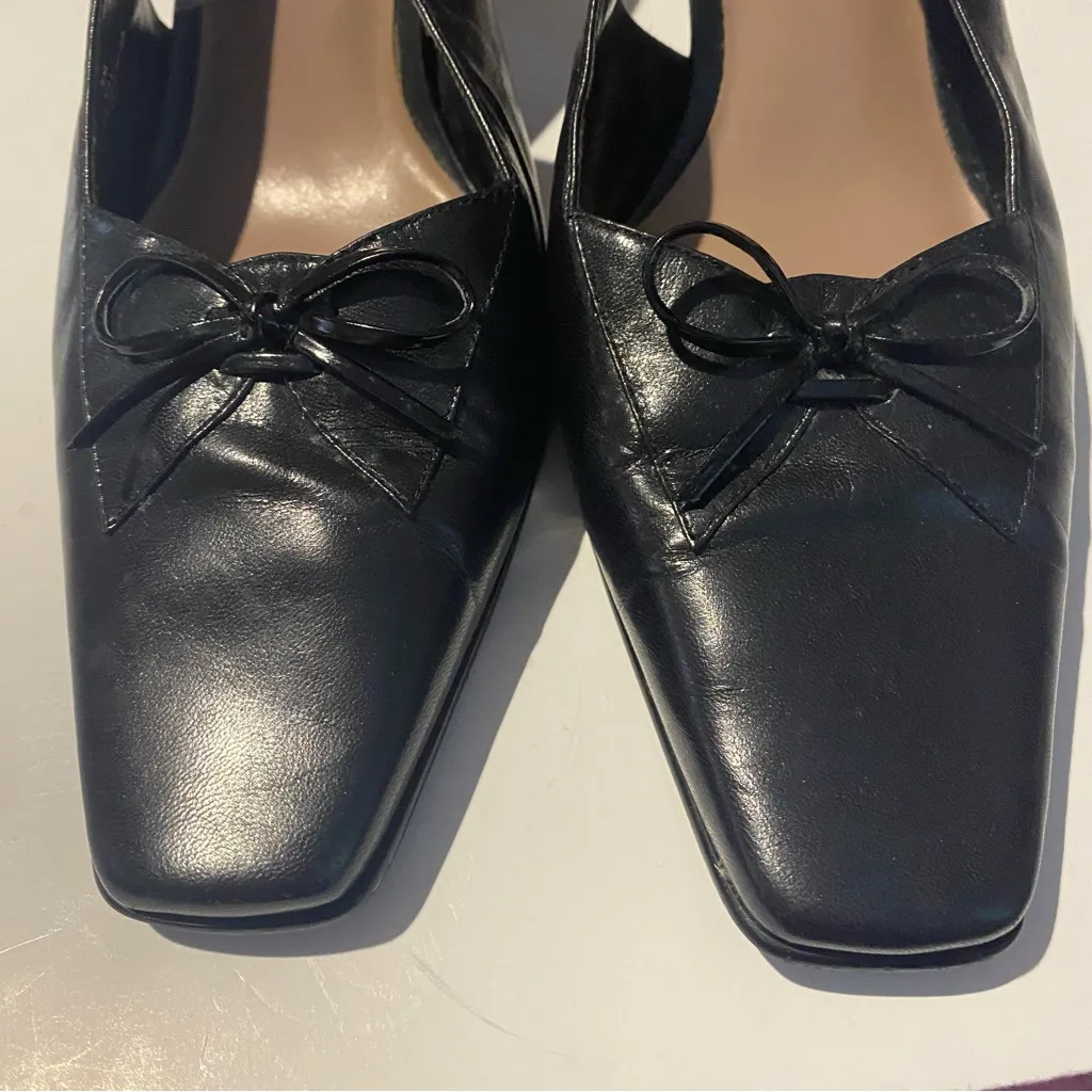 Impo Women's 9M Slingback Heels Shiny Toe Dress Shoes With Bows - Image 5