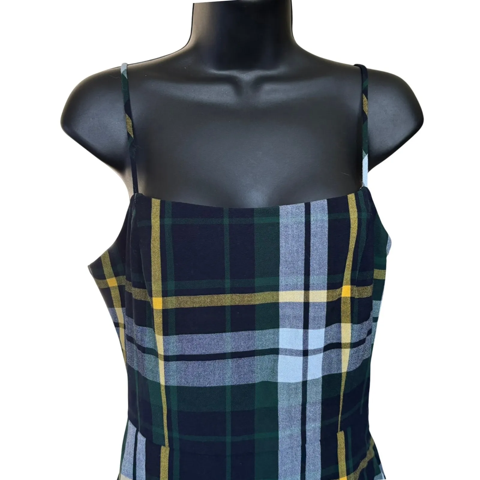 Aritzia Wilfred Plaid Mini Dress Sz 4 Green Schoolgirl Twee Preppy‎ Clueless - Image 2