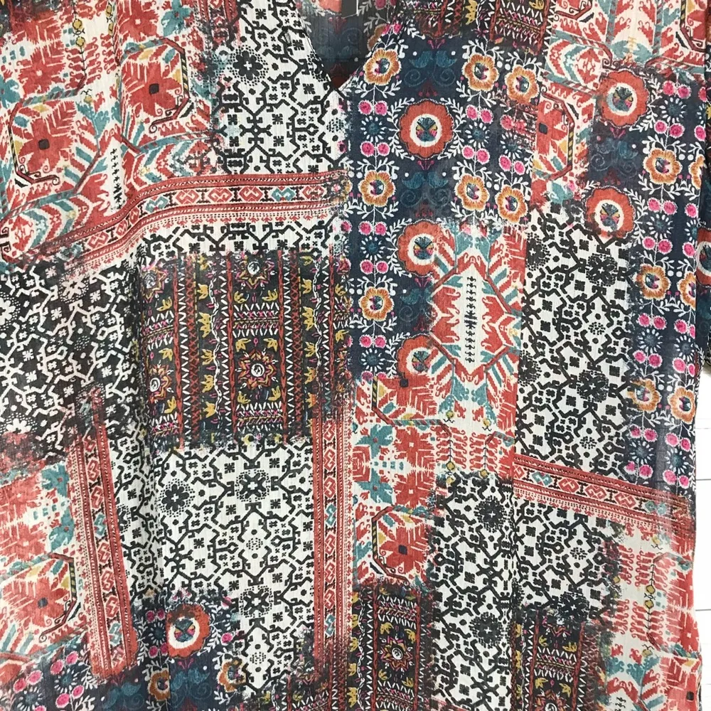 Asos Floral Top Medium V Neck Sheer Blouse Short Sleeve NEW Boho Festival Fall - Image 5