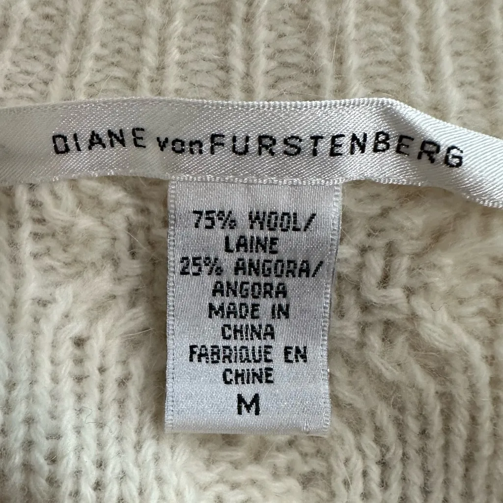 Diane von Furstenberg Guinevere Cropped Wool Angora Cable Knit Cardigan Shrug S - Image 8