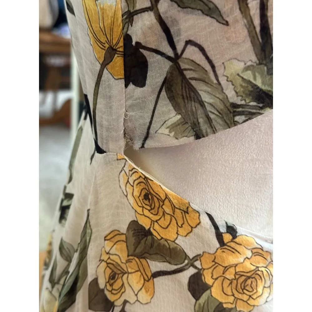 Floral Maxi Dress Ruffle Hem Open Back By Super Natural By Secret Mission READ Yellow - Image 6