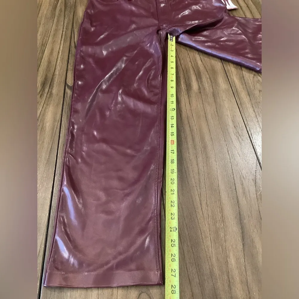 Joie Limited Edition faux leather high rise straight leg Pants 14 burgandy new - Image 8