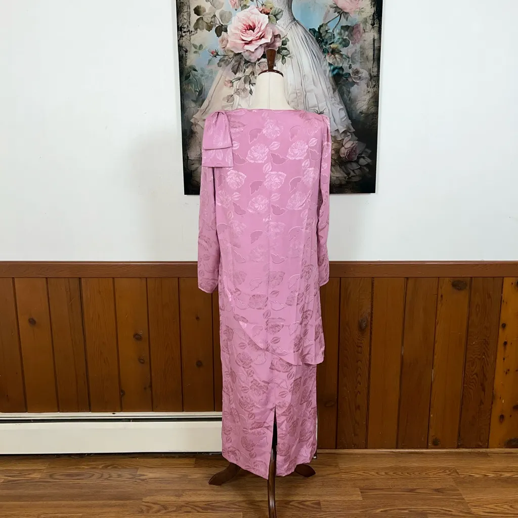 Elegant *New* Vintage 1980s/90s Miss Elliette Embossed Mother of the Bride Dress Pink Size 14 - Image 5